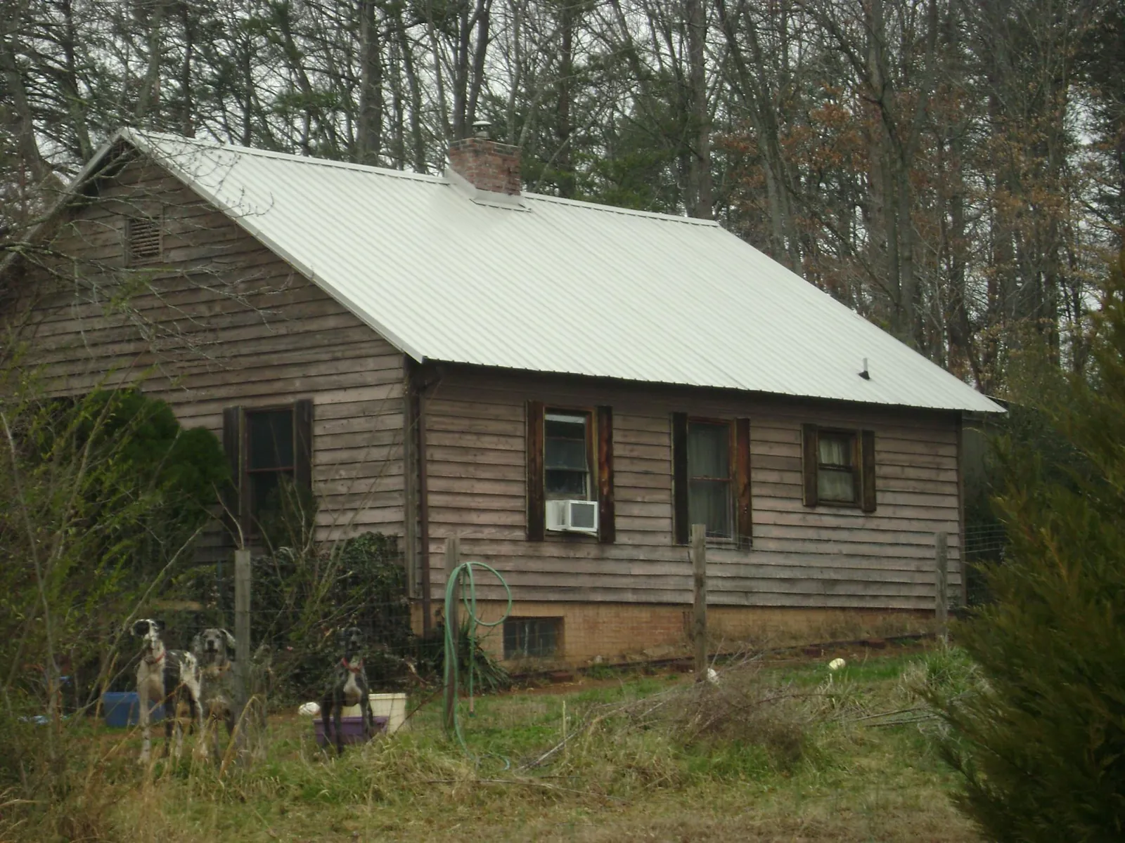 White metal roof on an old wood sided farmhouse, from a Asphalt Shingle Roof Repair job in Elizabeth